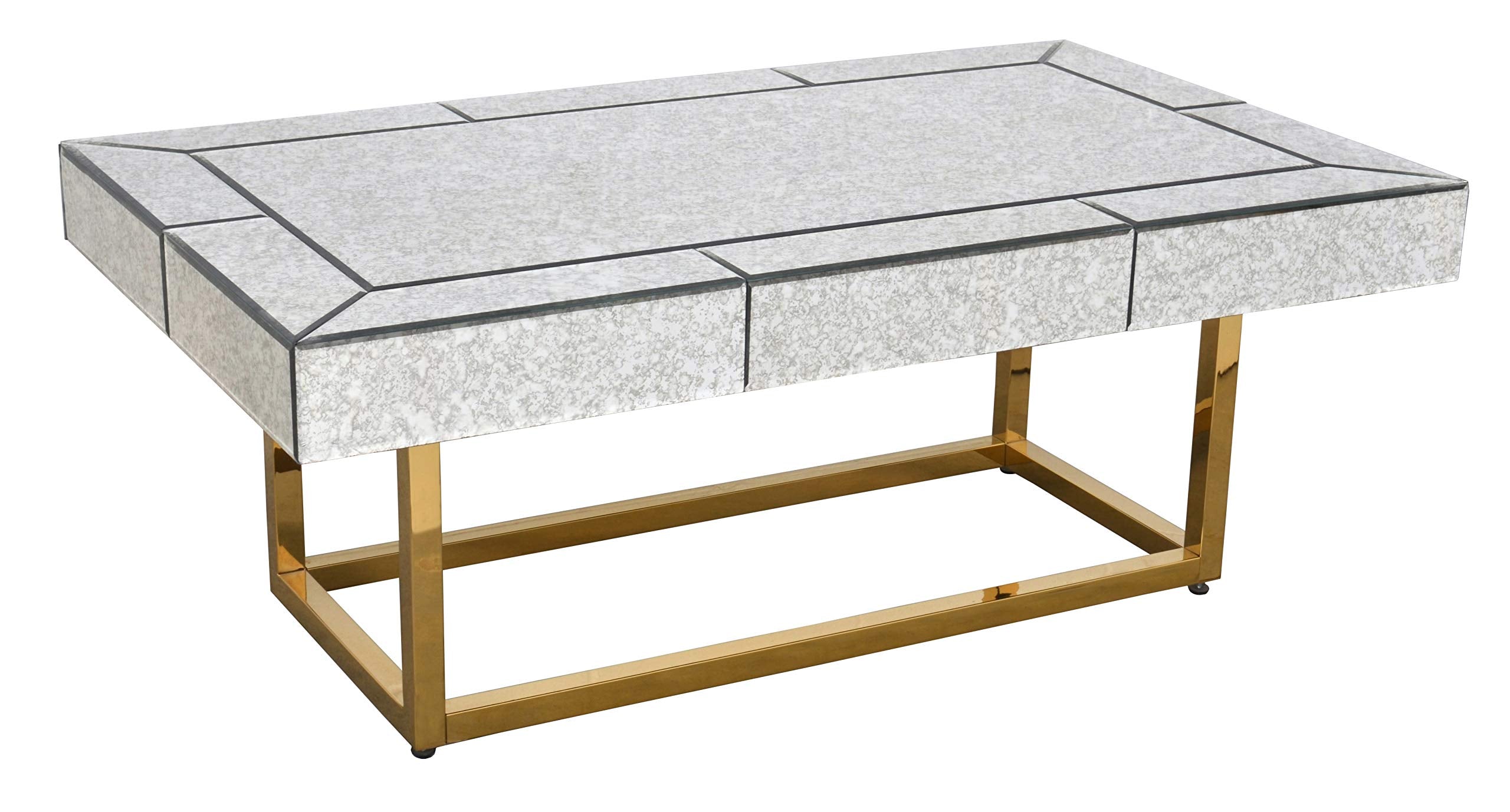 Afd Home Hollywood Glam Gold Trim Contemporary Side Mirrored End Table Coffee Table